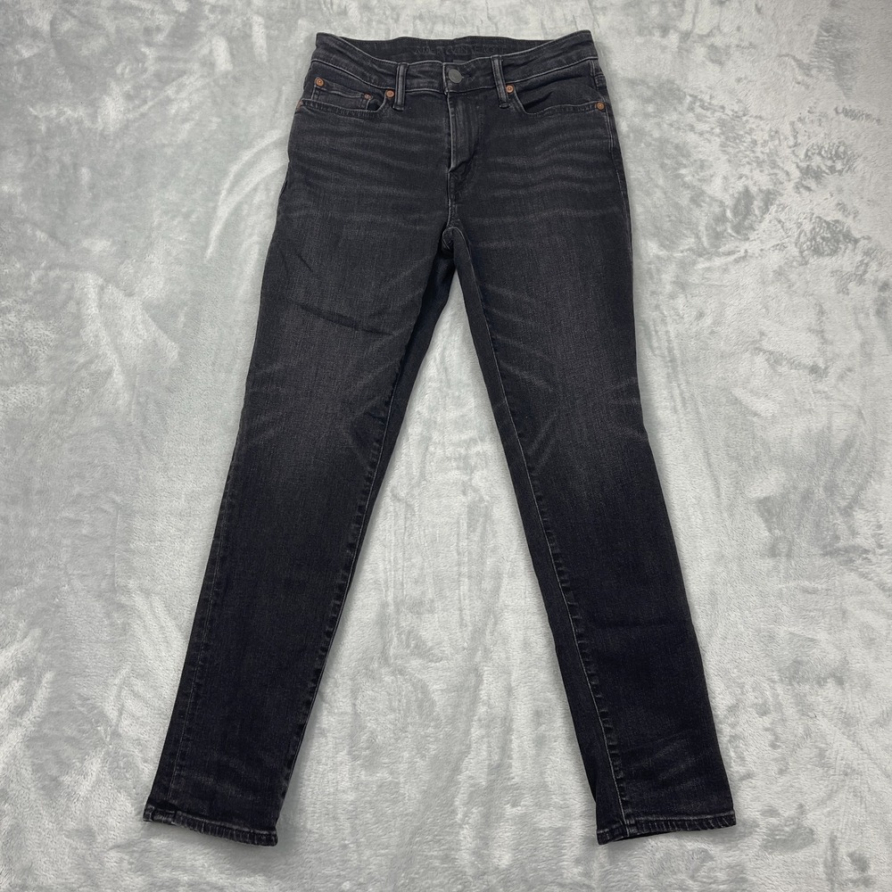 American Eagle Jeans Womens 28x30 Black Denim‎ Airflex+ Dark Wash Skinny Leg